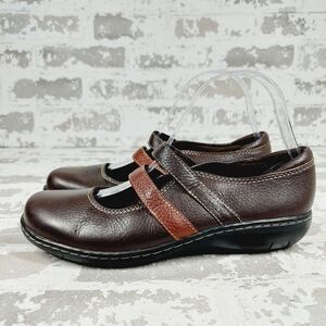 CLARKS Bendables Brown Double Strap Mary Jane Loafers Flats O 662